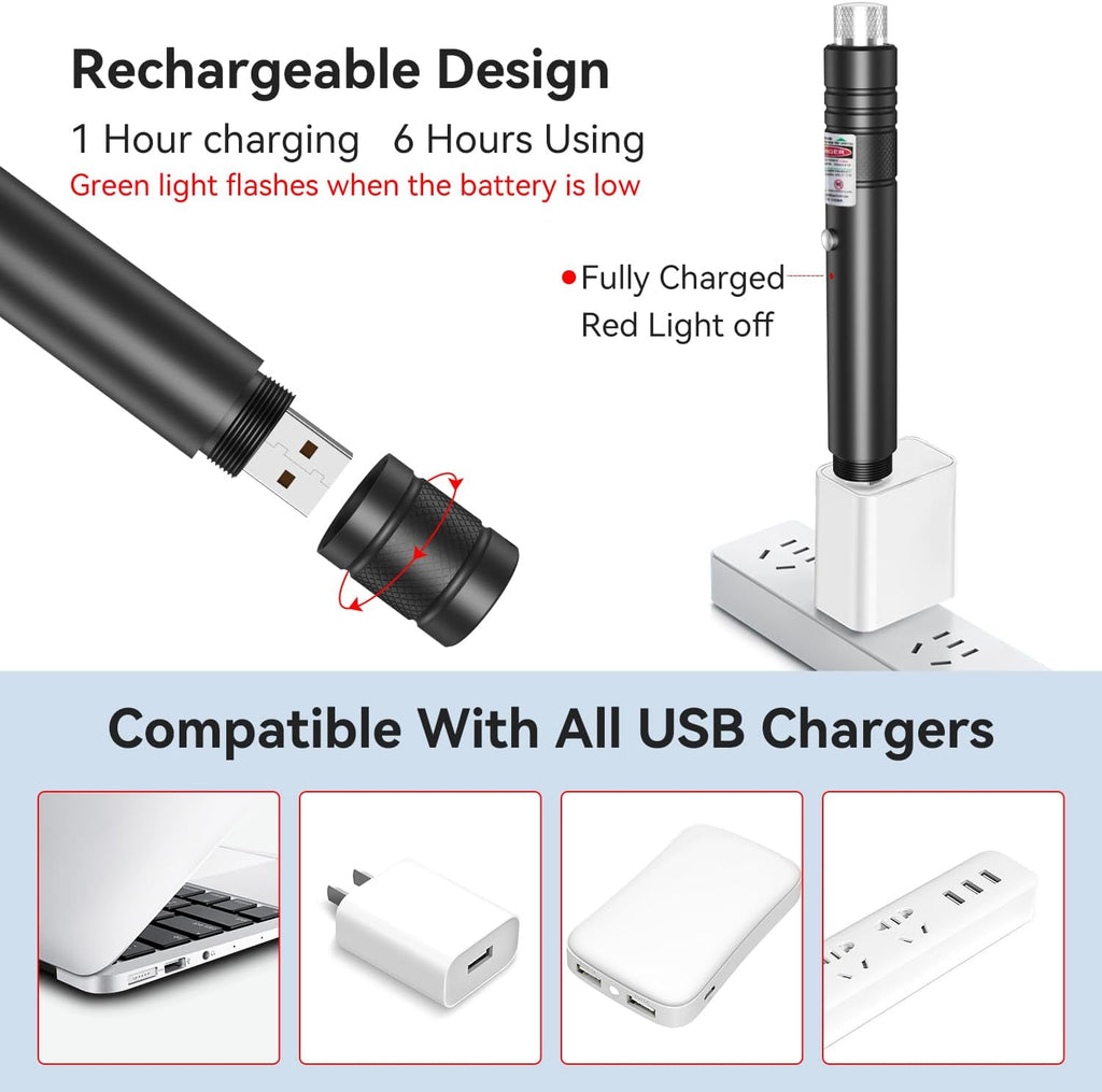 Rechargeable Metal Laser Pointer Torch Pen
