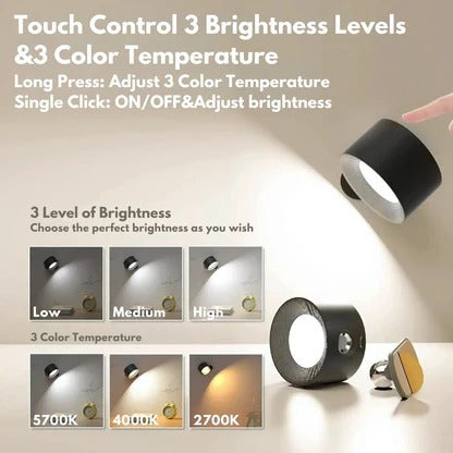 Rechargeable LED Wall Light Circular 360 Degree Rotating Fixture
