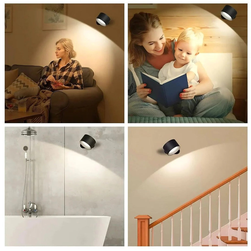 Rechargeable LED Wall Light Circular 360 Degree Rotating Fixture