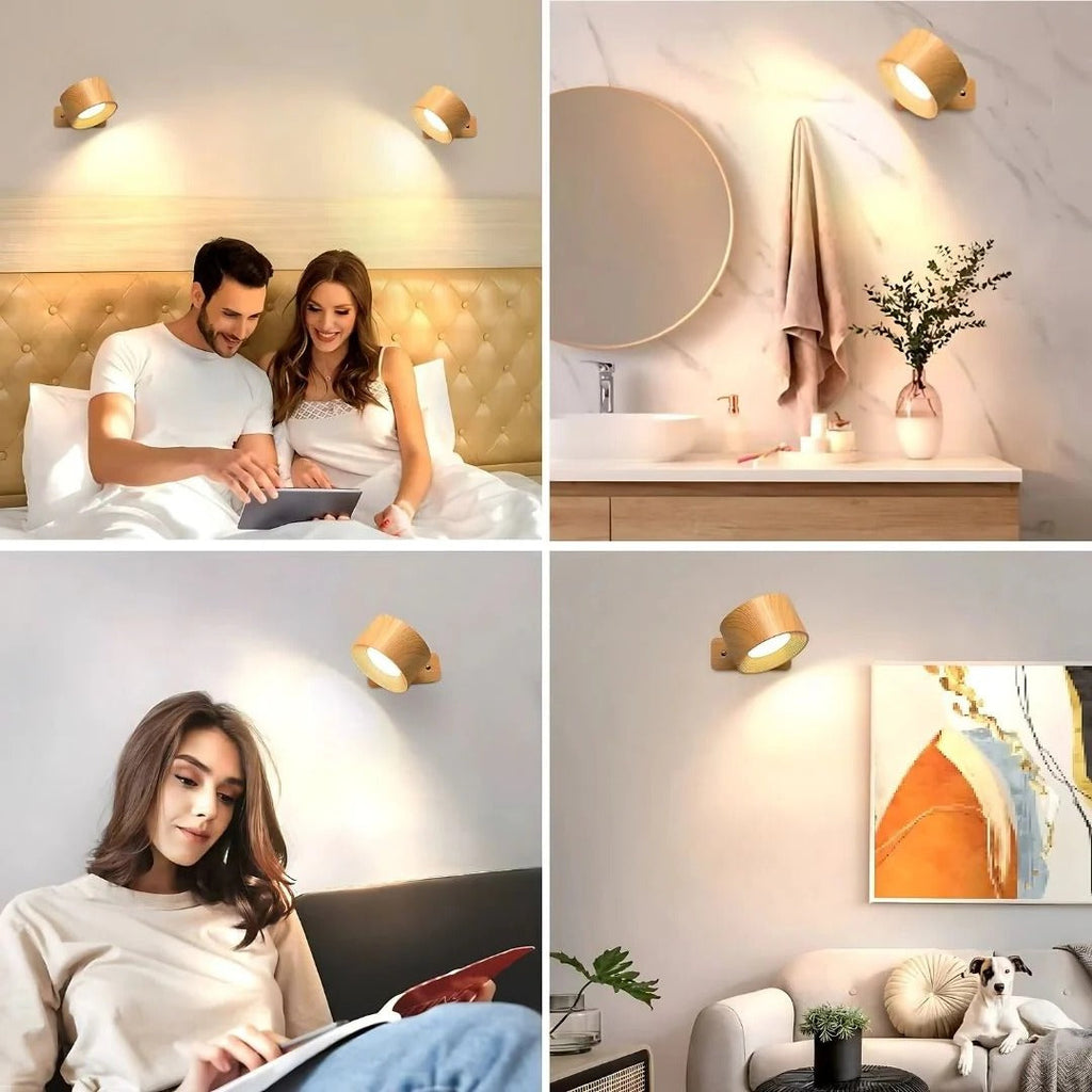 Rechargeable LED Wall Light Circular 360 Degree Rotating Fixture