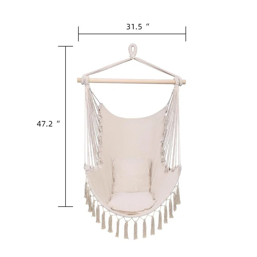 Hanging Rope Hammock Chair Swing Seat for Indoor Outdoor Use