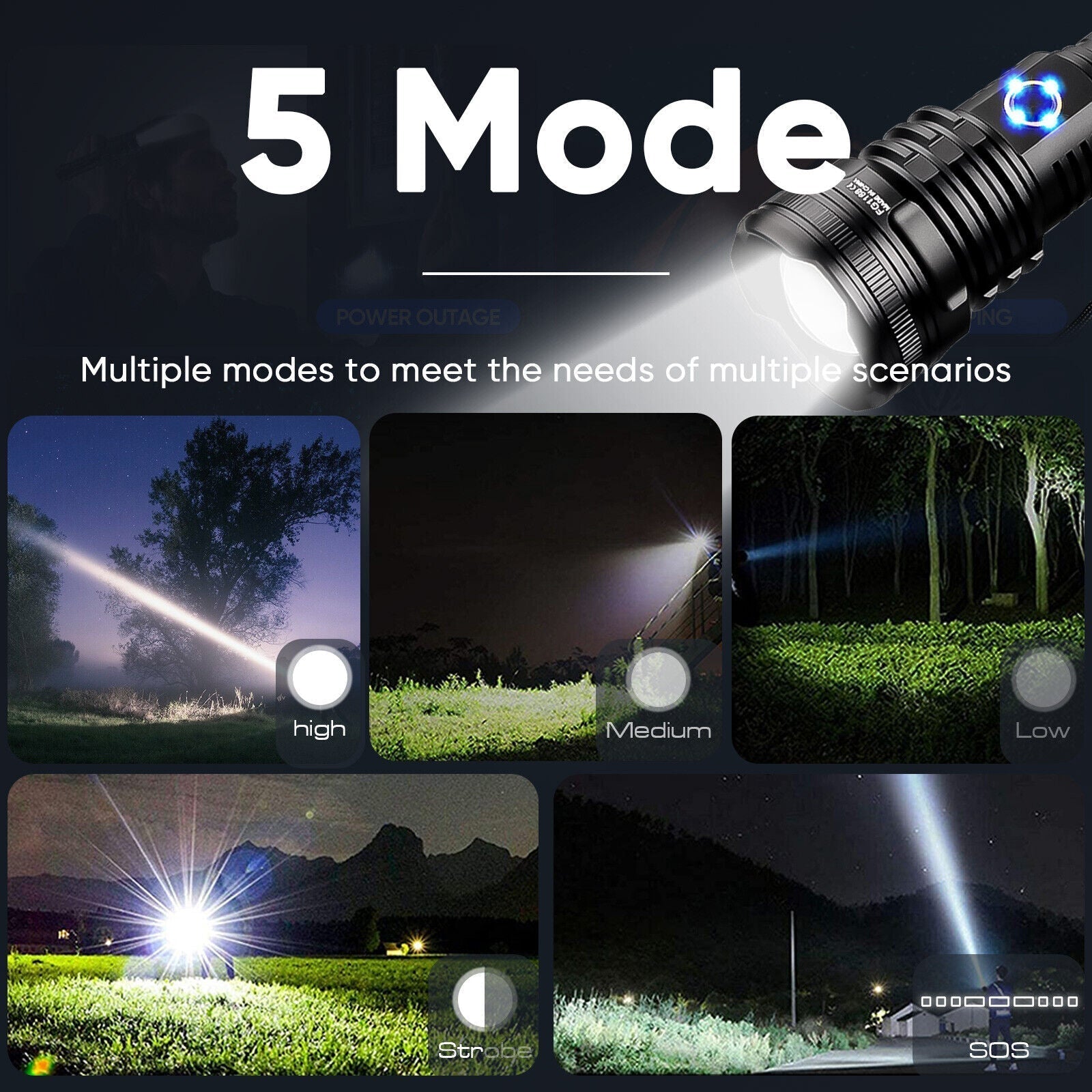 LED Flashlight USB Rechargeable High Lumen Handheld Torch