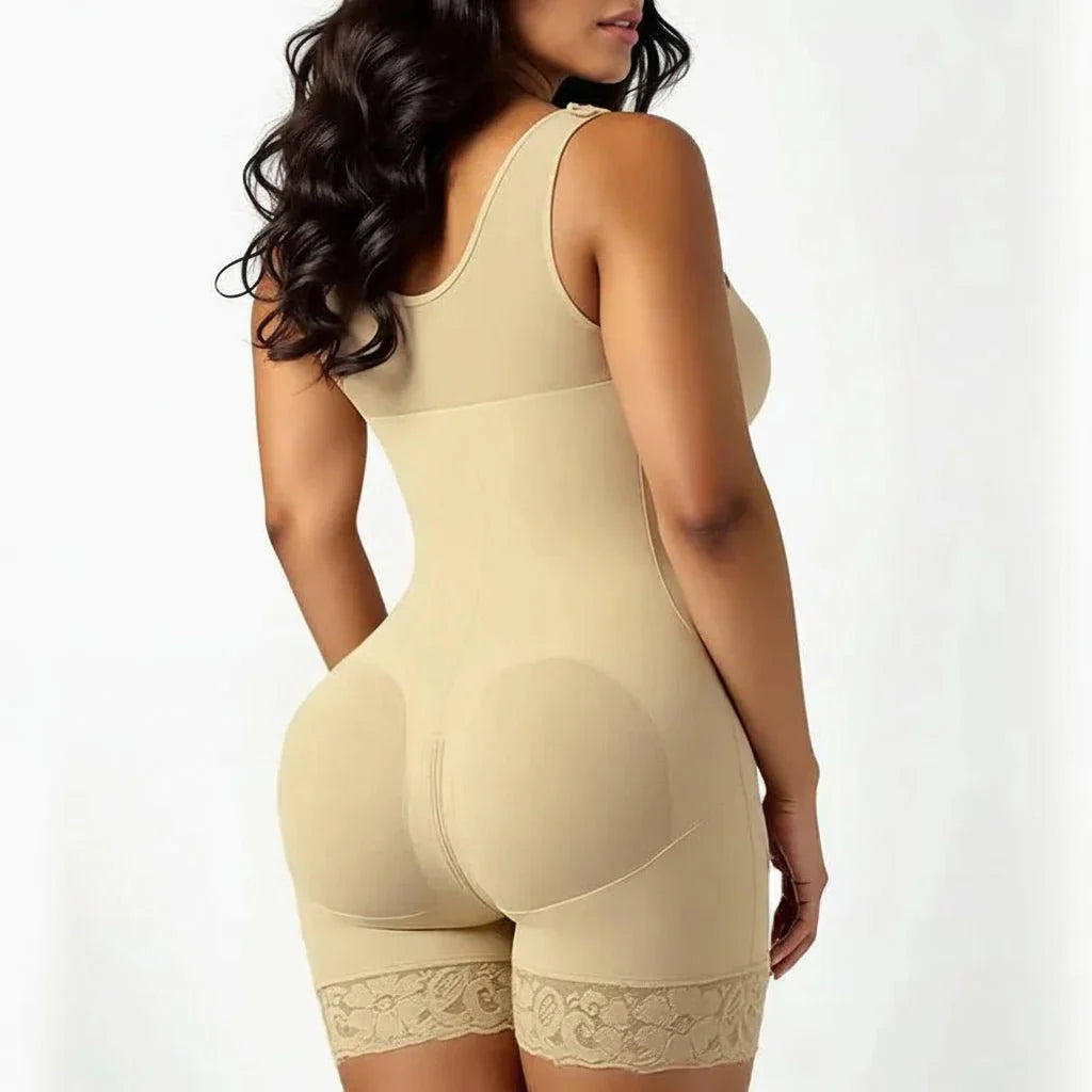 Women Full Body Shaper Tummy Control Butt Lifter Zipper Crotch Shapewear