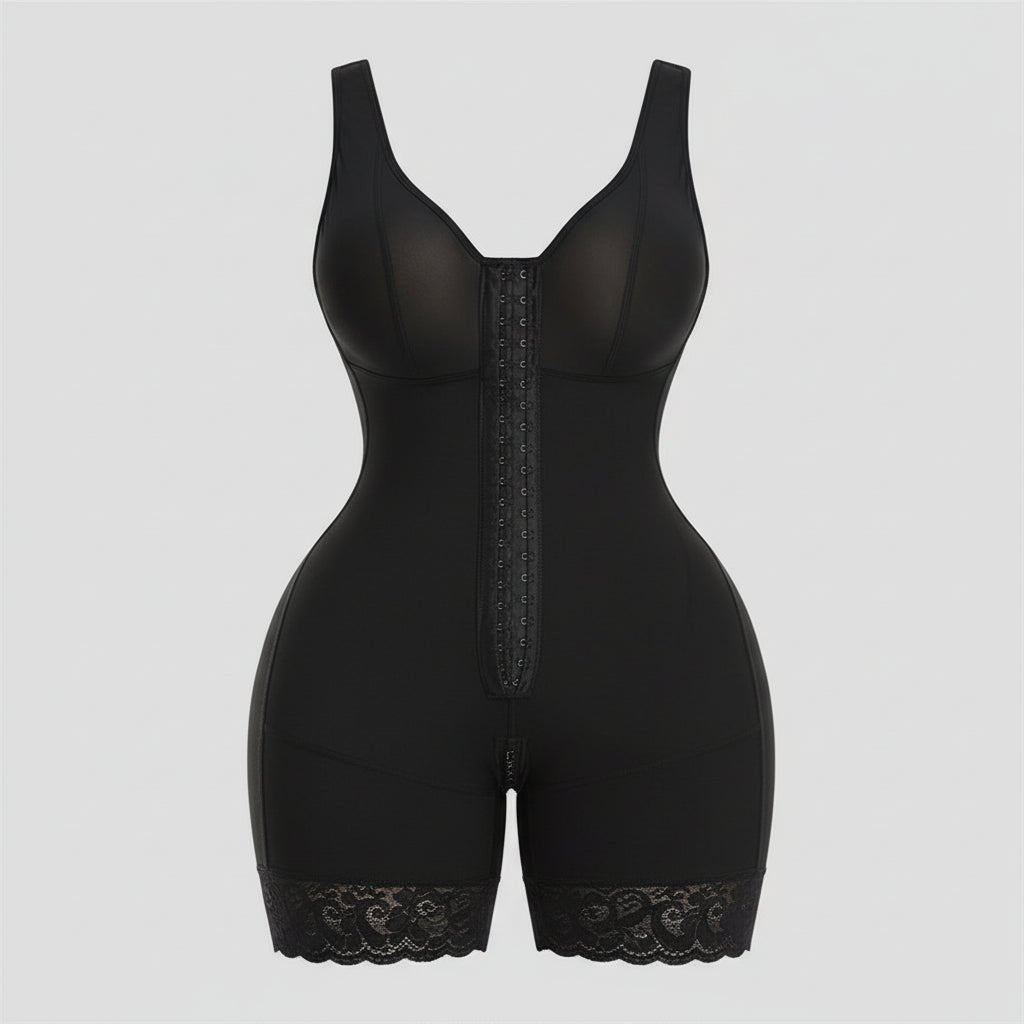 Women Full Body Shaper Tummy Control Butt Lifter Zipper Crotch Shapewear
