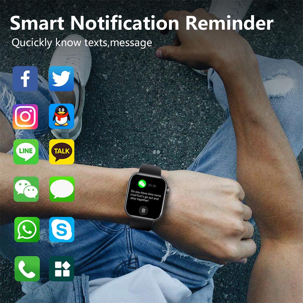 Heart Rate & Blood Pressure Monitor Square Smartwatch Fitness Tracker Watch