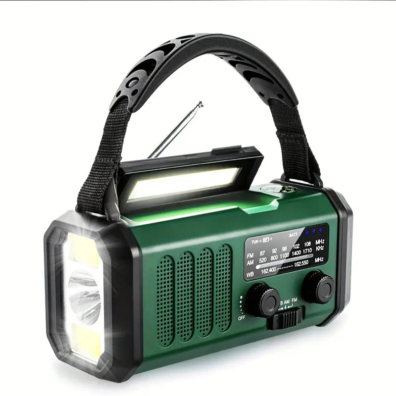 Solar Emergency Radio Power Bank with LED Flashlight