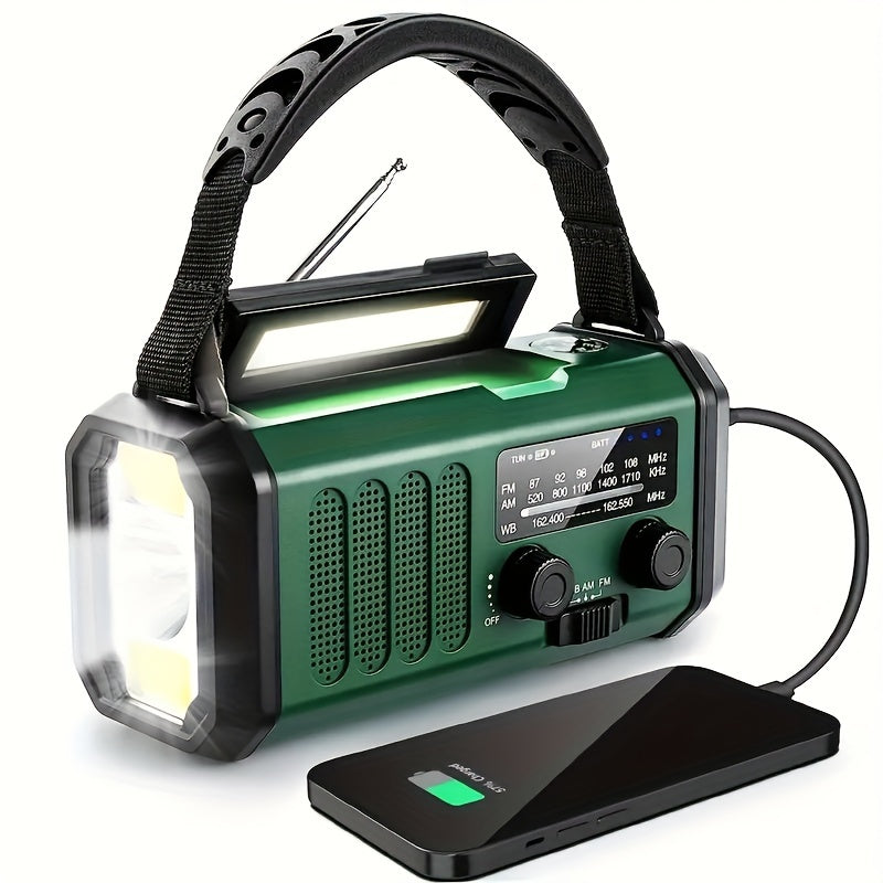 Solar Emergency Radio Power Bank with LED Flashlight