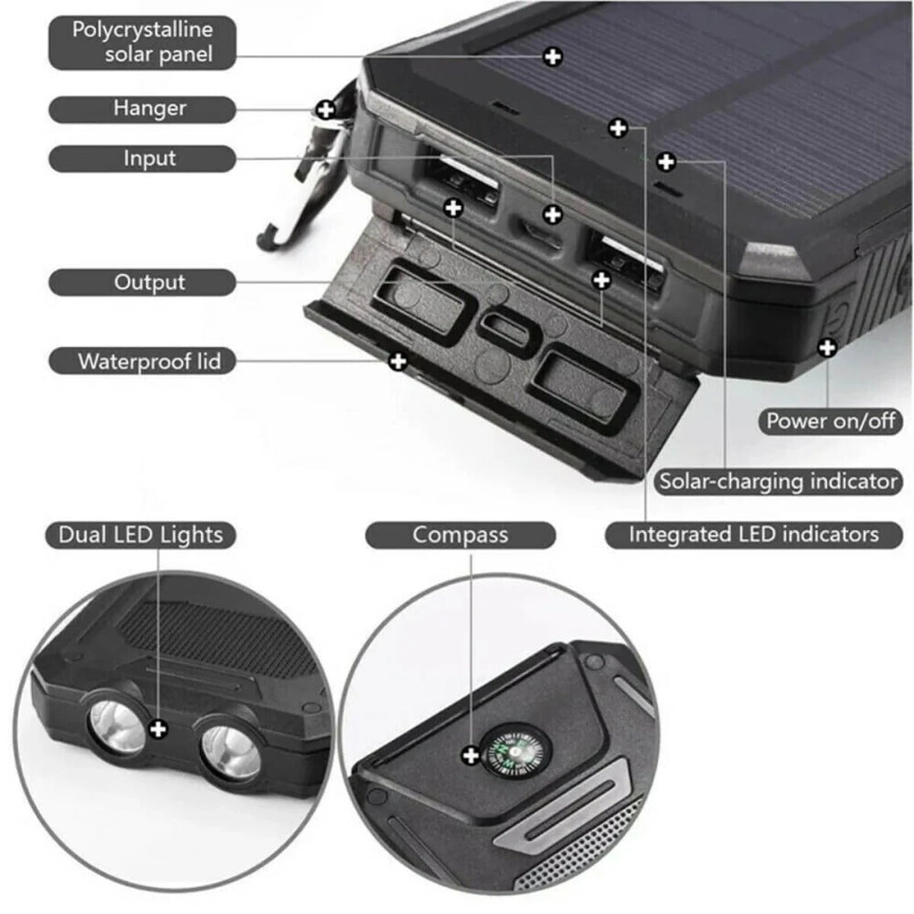 Solar Waterproof Portable Solar Power Bank Charger
