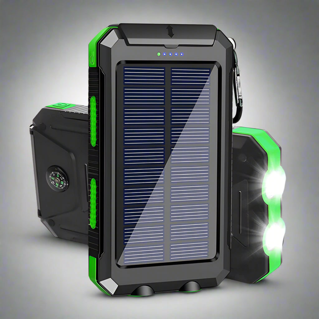 Solar Power Bank Portable Waterproof Charger with Flashlight Torch