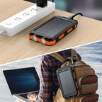 Solar Power Bank Portable Waterproof Charger with Flashlight Torch
