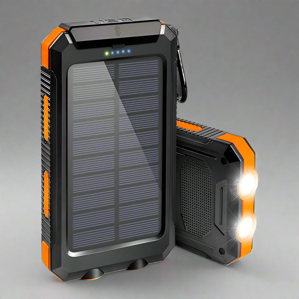 Solar Power Bank Portable Waterproof Charger with Flashlight Torch