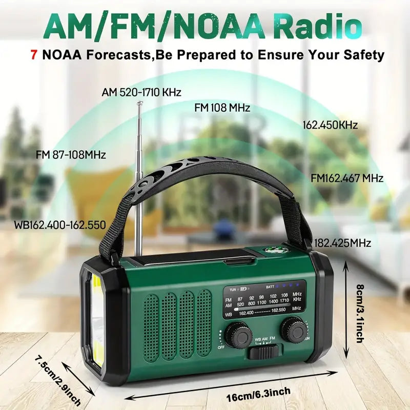 Solar Powered Emergency Radio Flashlight Portable Survival Gear