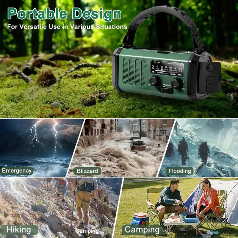 Solar Powered Emergency Radio Flashlight Portable Survival Gear