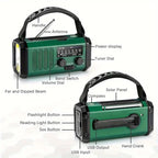 Solar Powered Emergency Radio Flashlight Portable Survival Gear
