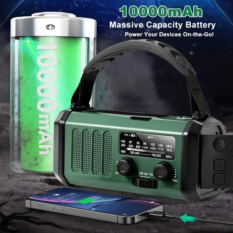 Solar Powered Emergency Radio Flashlight Portable Survival Gear