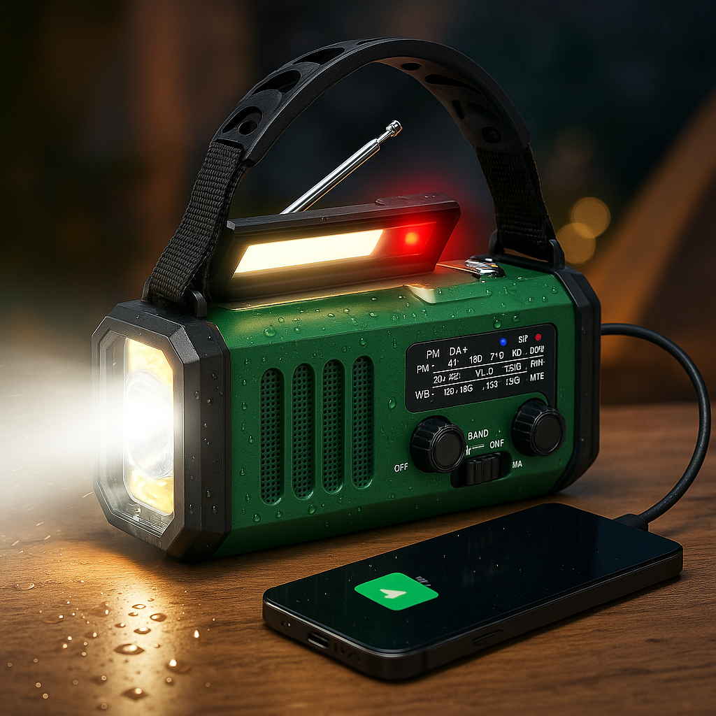 Solar Powered Emergency Radio Flashlight Portable Survival Gear