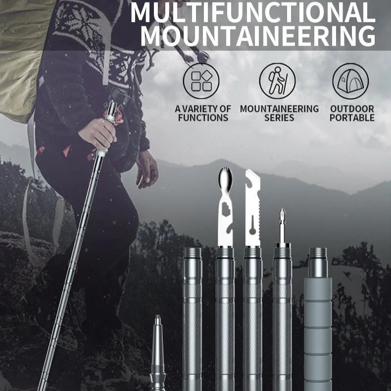 Survival Hiking Pole Walking Stick Adjustable Outdoor Trekking Staff