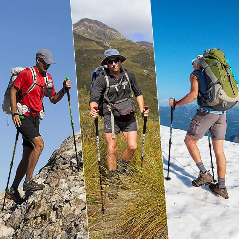 Survival Hiking Pole Walking Stick Adjustable Outdoor Trekking Staff