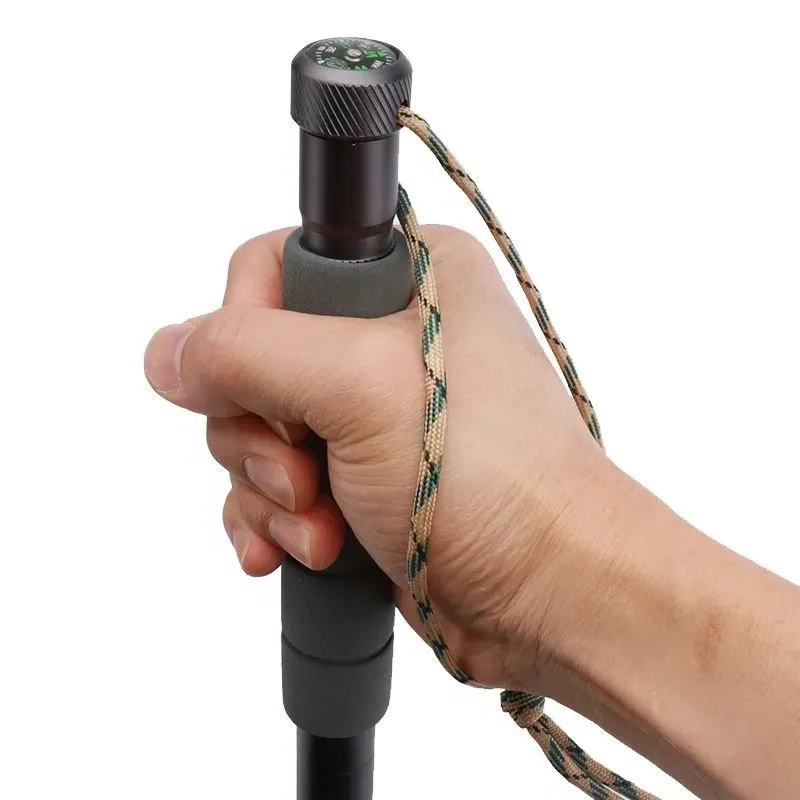 Survival Hiking Pole Walking Stick Adjustable Outdoor Trekking Staff