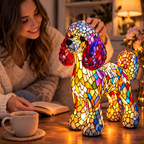 Dog Shaped Stained Glass LED Table Lamp Night Light