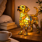 Dog Shaped Stained Glass LED Table Lamp Night Light