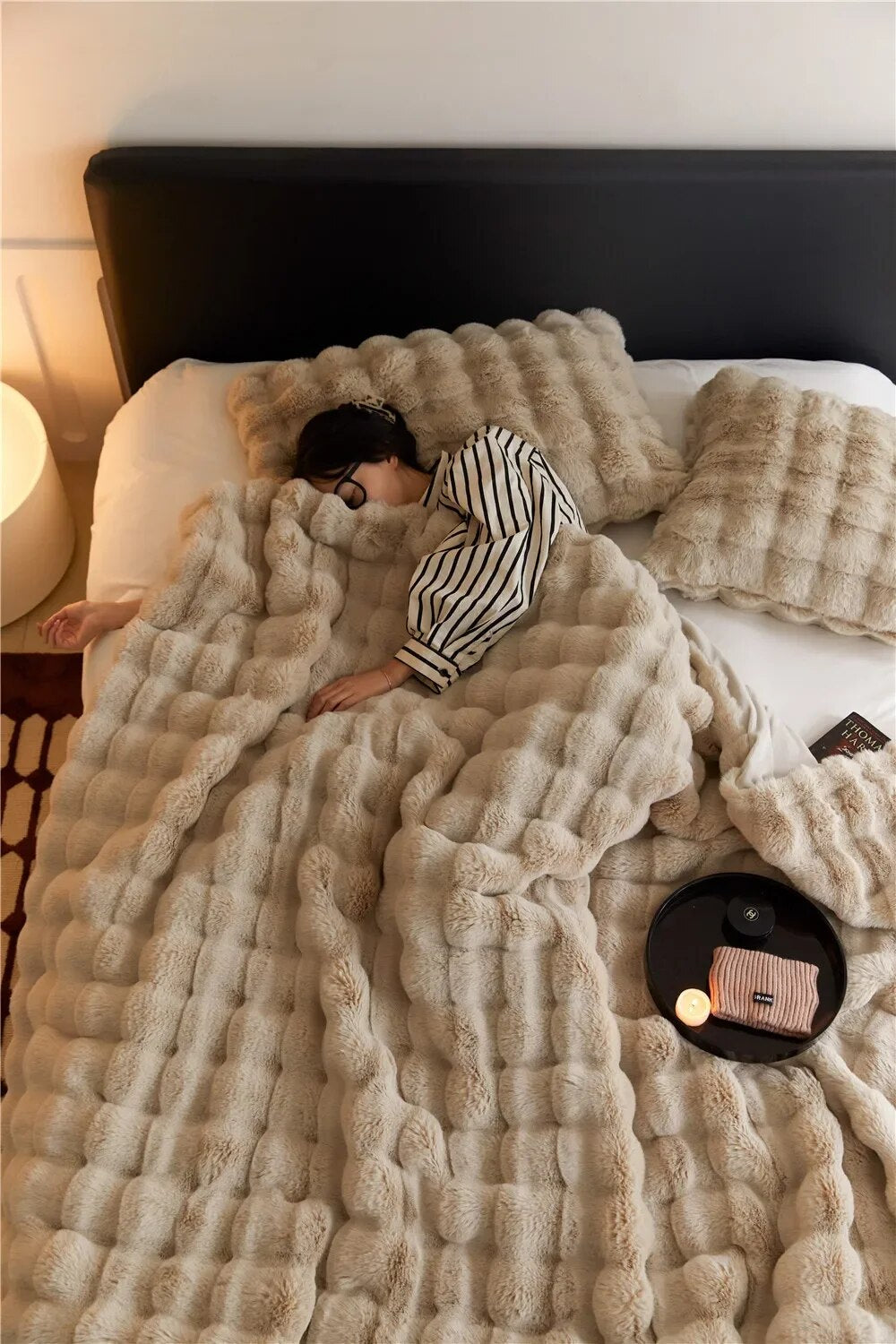 Wool Plush Blanket Throw Rectangular Soft Warm Bedding