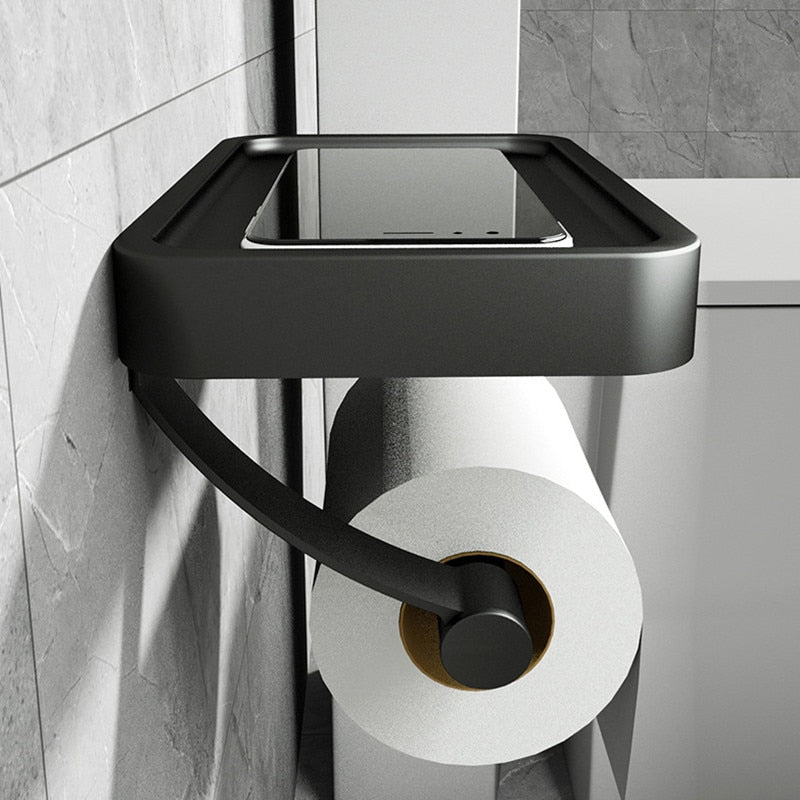 Toilet Paper Holder with Shelf Wall Mounted Bathroom Accessory