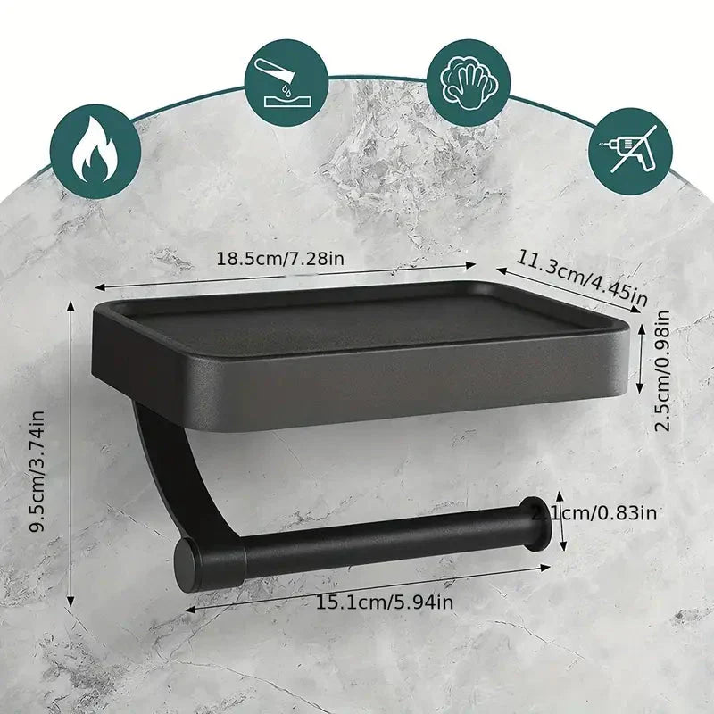 Toilet Paper Holder with Shelf Wall Mounted Bathroom Accessory