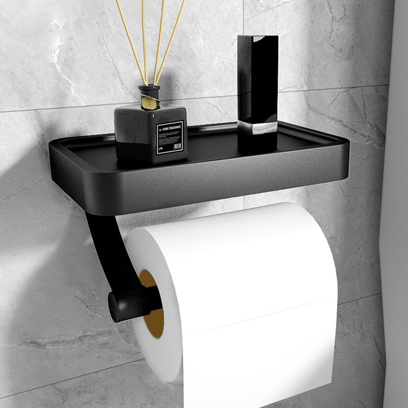Toilet Paper Holder with Shelf Wall Mounted Bathroom Accessory