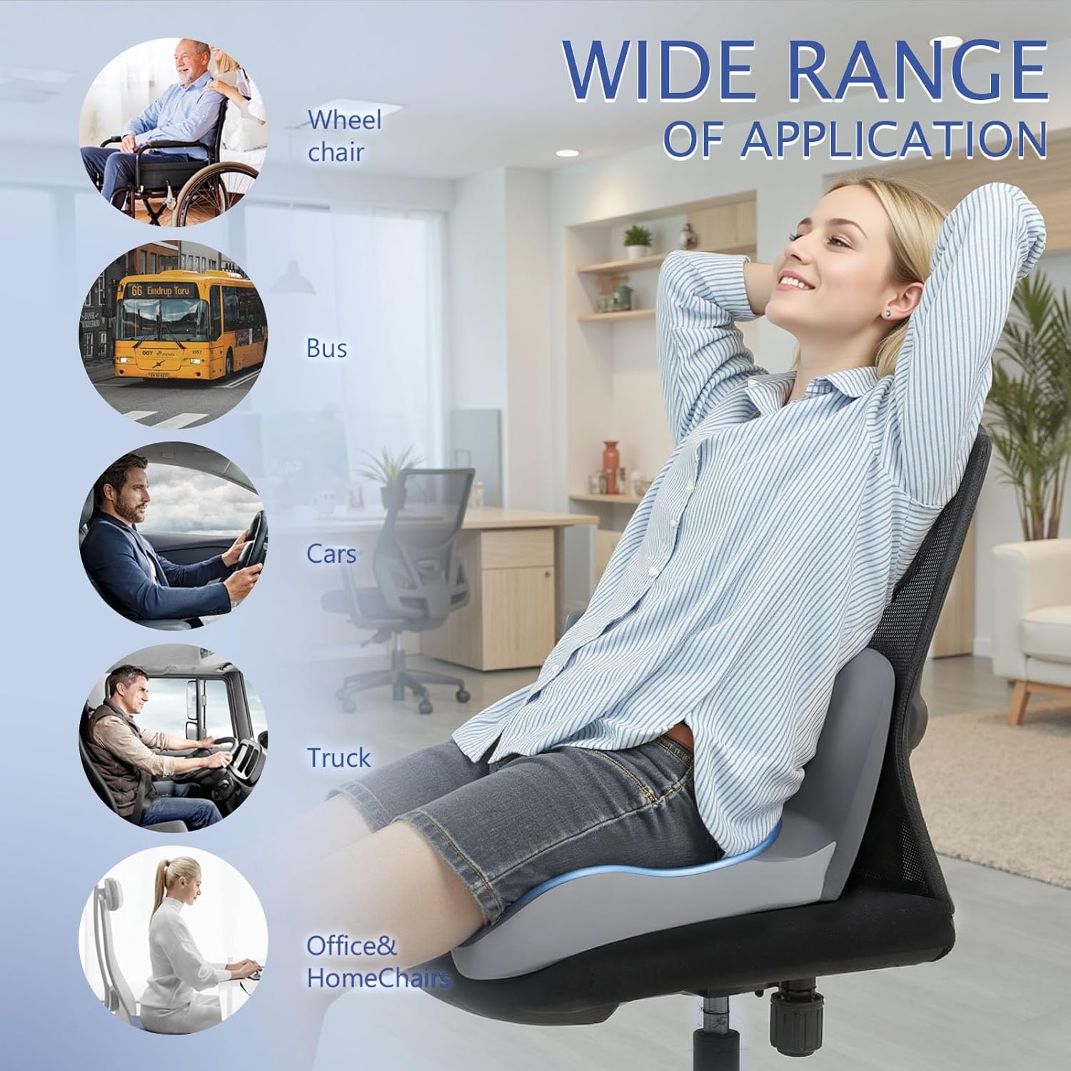 Truck Seat Cushion Memory Foam Lumbar Support Pad