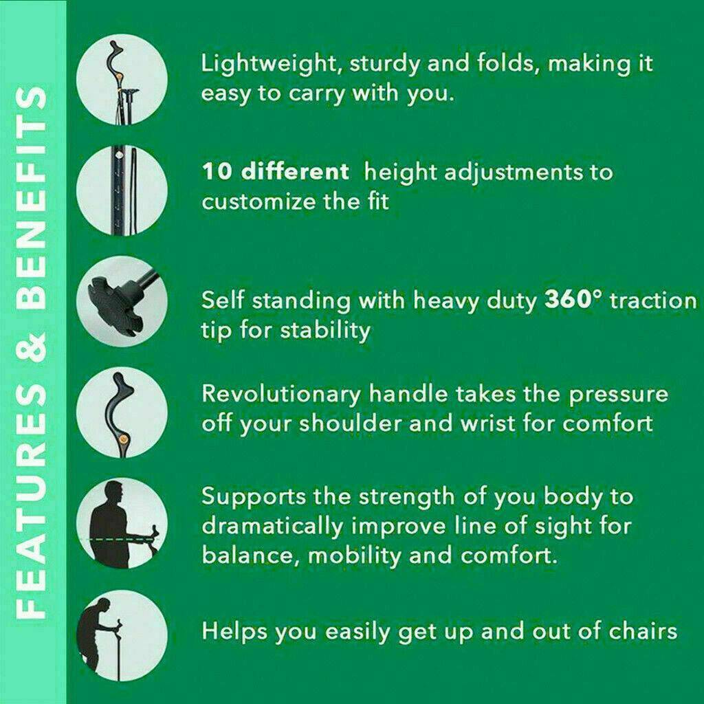 Adjustable Walking Cane with Ergonomic Grip Lightweight Walking Stick