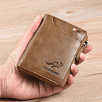 Men's Leather Bifold Wallet RFID Blocking Anti Theft Wallet