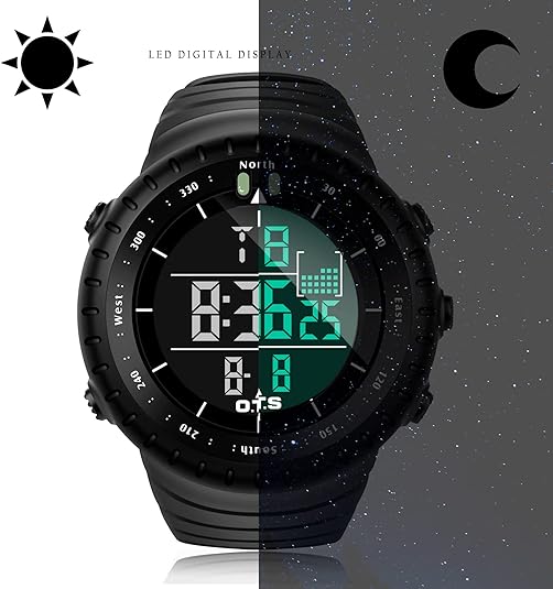 Men's Waterproof Analog Digital Round Sports Watch