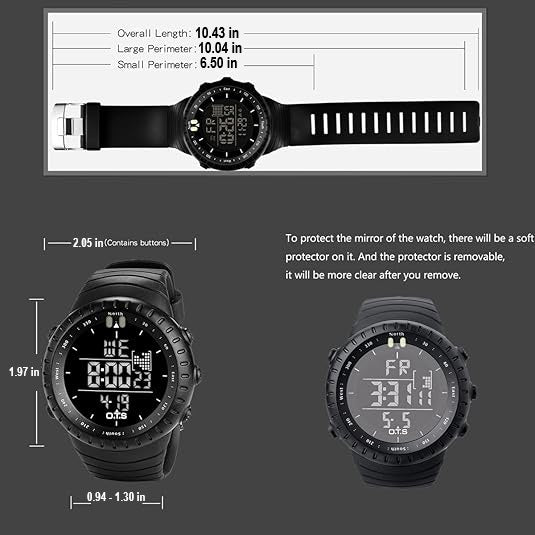 Men's Waterproof Analog Digital Round Sports Watch