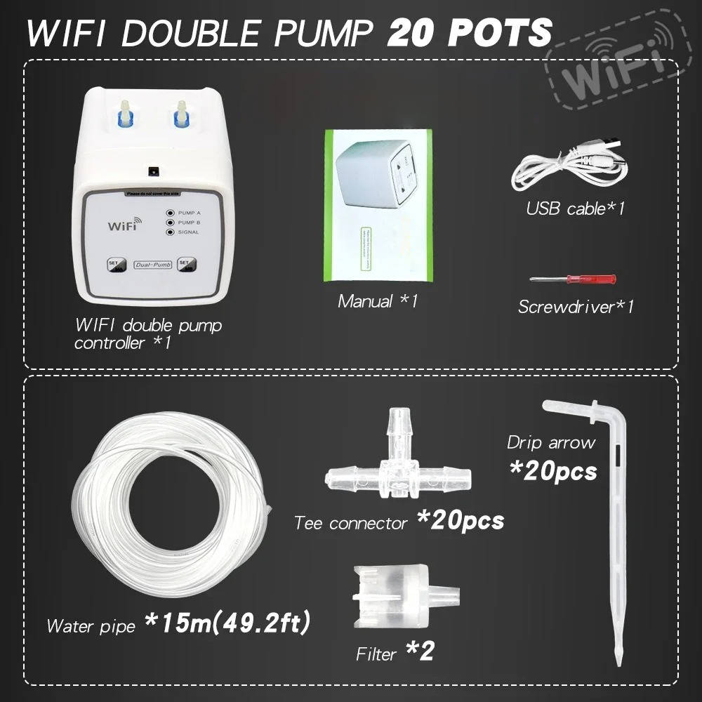 WiFi Smart Plant Watering System Automatic Irrigation Controller for 20 Pots