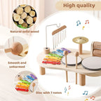 Wooden Music Station Toy for Kids Educational Musical Activity Center