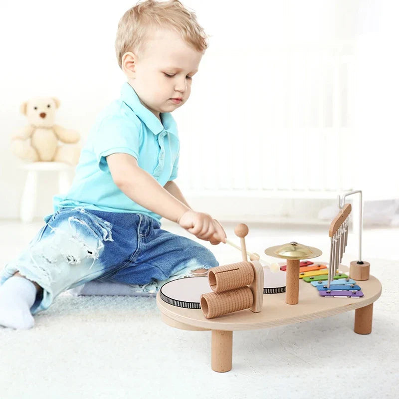 Wooden Music Station Toy for Kids Educational Musical Activity Center