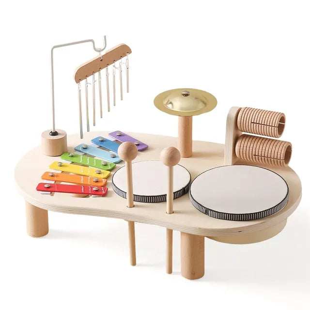 Wooden Music Station Toy for Kids Educational Musical Activity Center