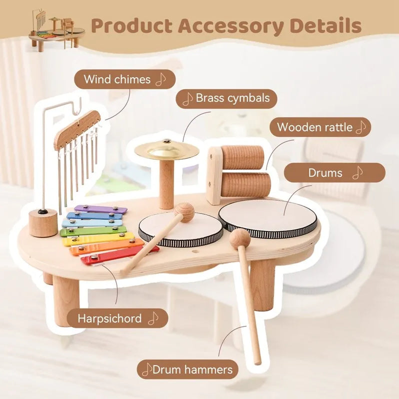 Wooden Music Station Toy for Kids Educational Musical Activity Center