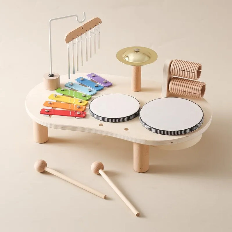 Wooden Music Station Toy for Kids Educational Musical Activity Center