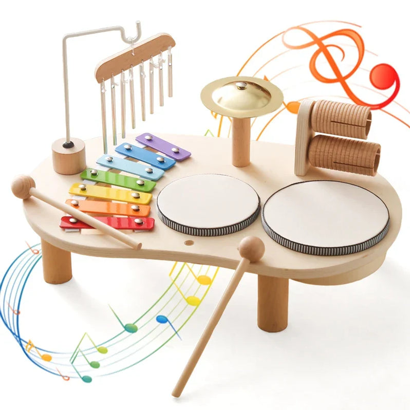 Wooden Music Station Toy for Kids Educational Musical Activity Center