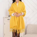 Women Large Square Winter Scarf Wrap Wool Blend Wrap Scarf